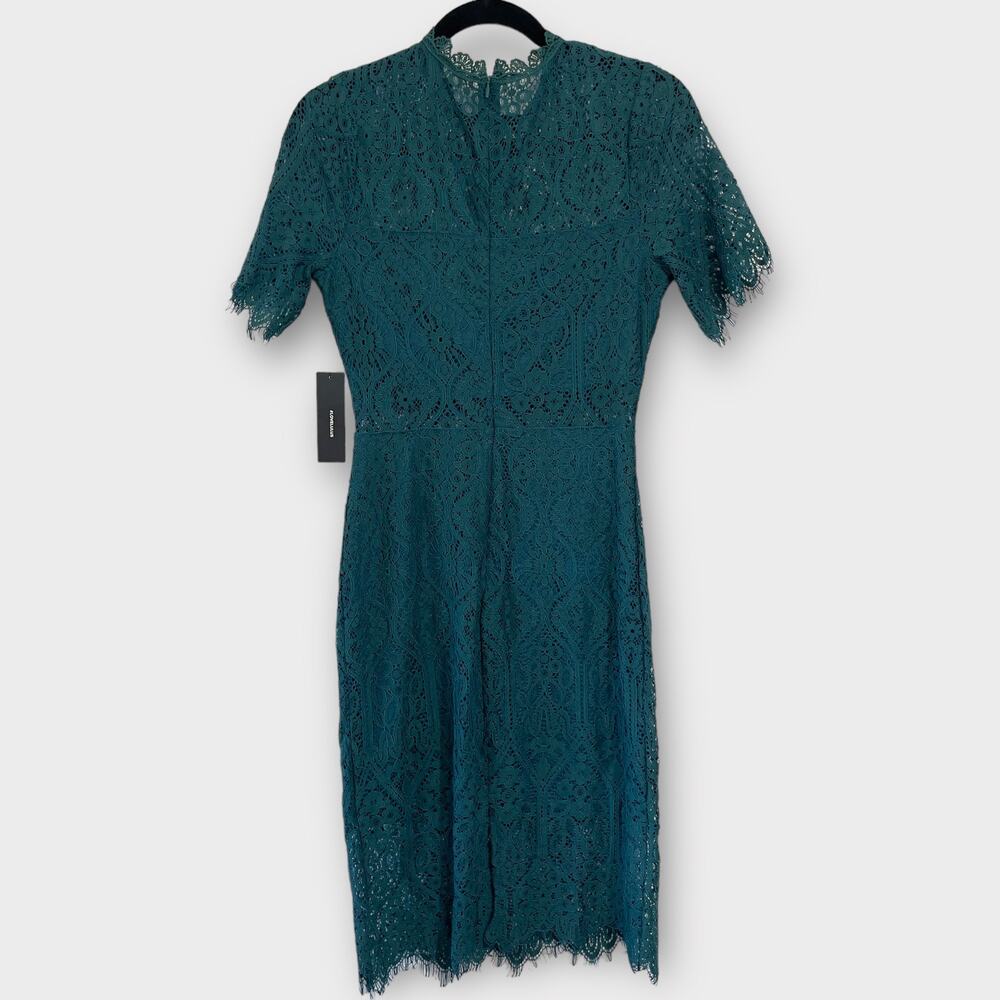 NWT lulus remarkable green sheer lace short sleeve knee length dress small - Picture 3 of 13